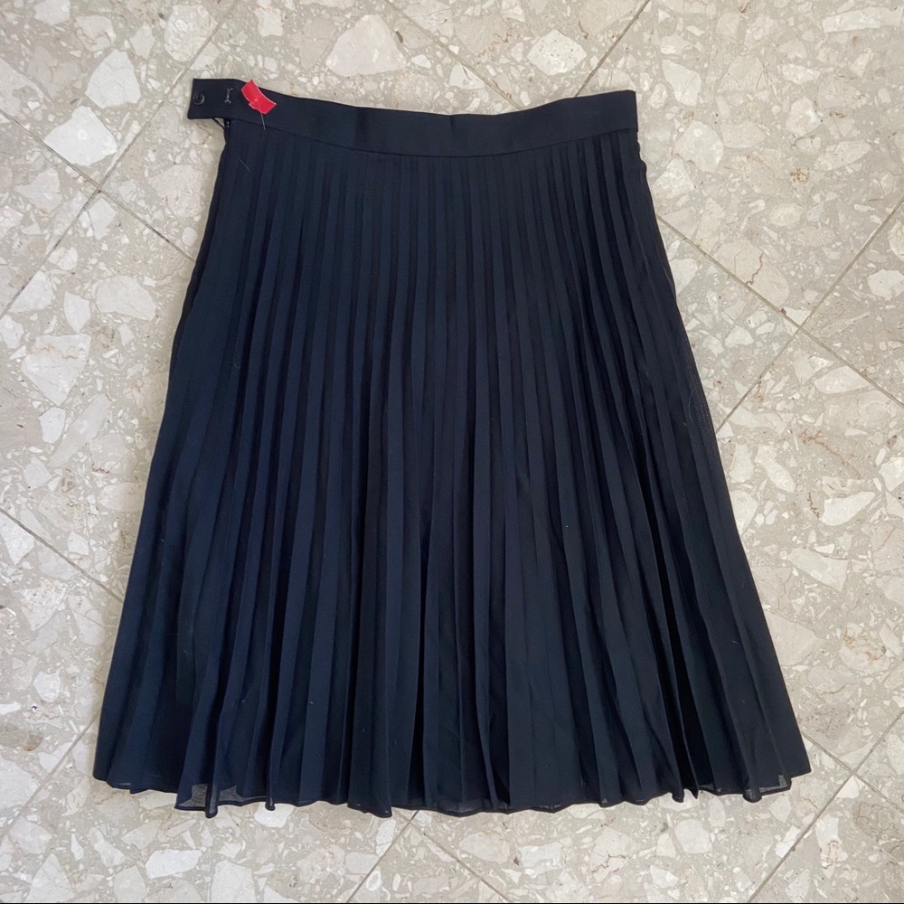 Black Pleated Midi Shirt